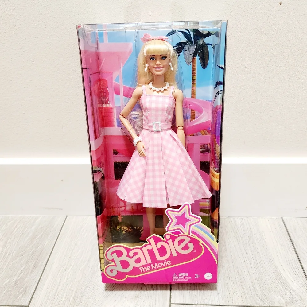 open lace back dress Barbie Doll Pink Gingham Dress – Off-Shoulder Puffy Sleeve Outfit –  Huonghandmadedoll